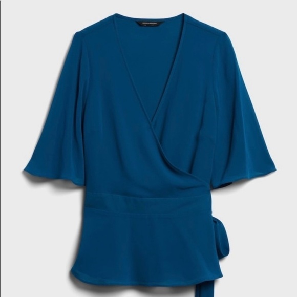 Banana Republic New With Tags Wrap Blouse In Size Medium Tall - Picture 11 of 13